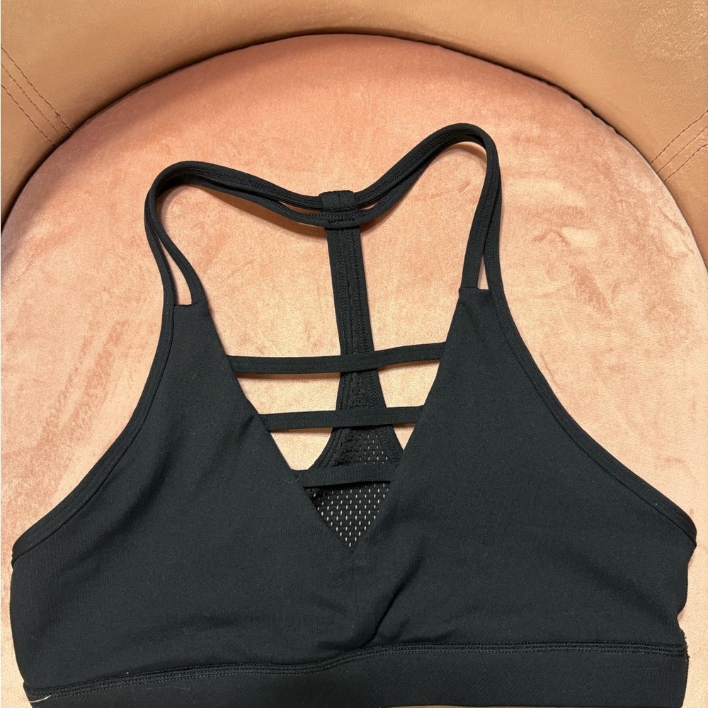 Zyia Active Solid Black Racerback Sports Bralette Size Large